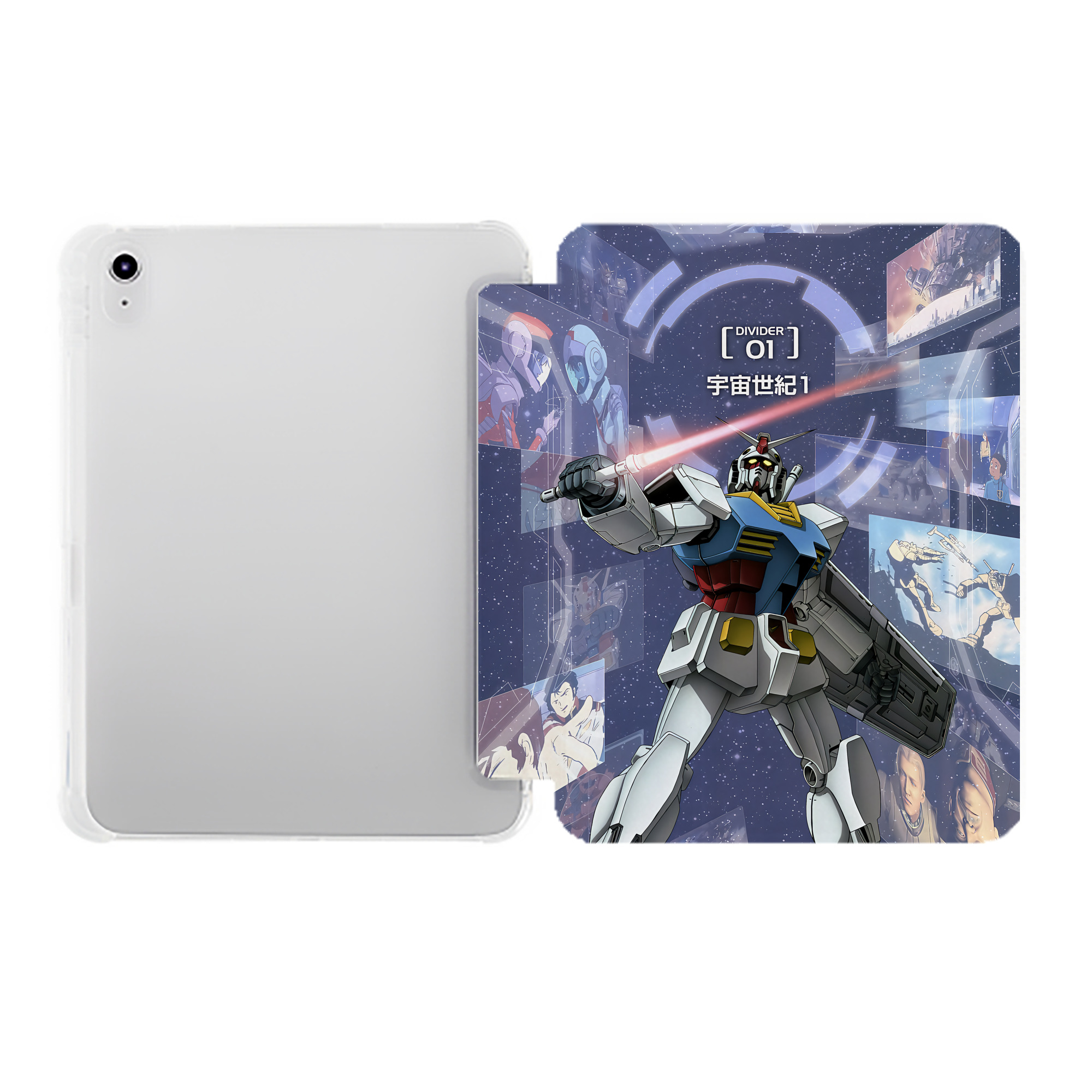 （画像用） 機動戦士ガンダム Mobile Suit Gundam IPad ケース ペン収納付き 三つ折りスタンド PUレザー×シリコン 対応機種9.5/10.5/10.9インチ